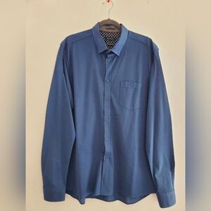 TED BAKER LONDON Men’s Shirt Button Down Long Sleeve 100% Cotton Flip Cuffs Sz 7
